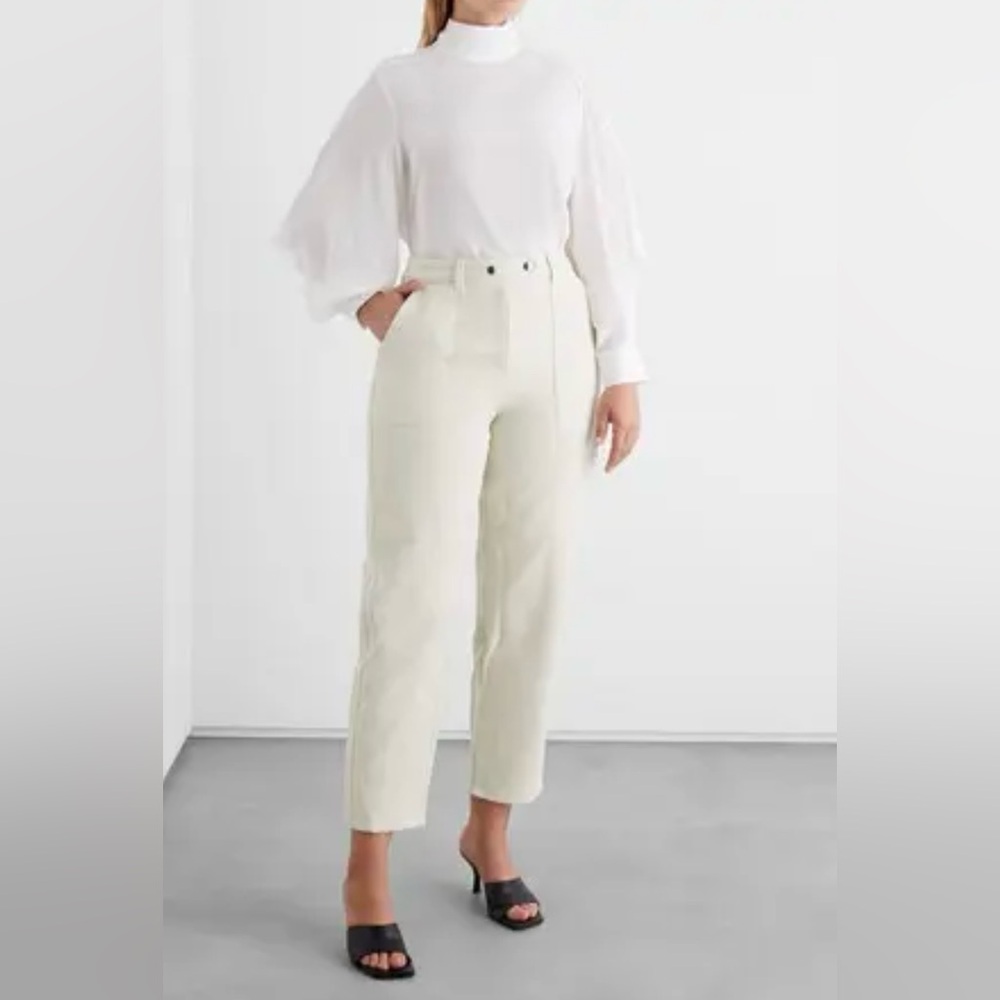 NWT. Iris & Ink Cream Cotton Pants, Sz 4